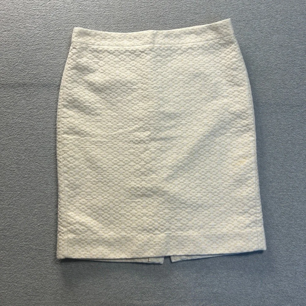 J.Crew Pencil Skirt Womens 6 Ivory Textured Jacquard Career Office Knee Wear